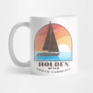 Holden Beach, NC Sailboat - Distressed Vintage 70s Mug